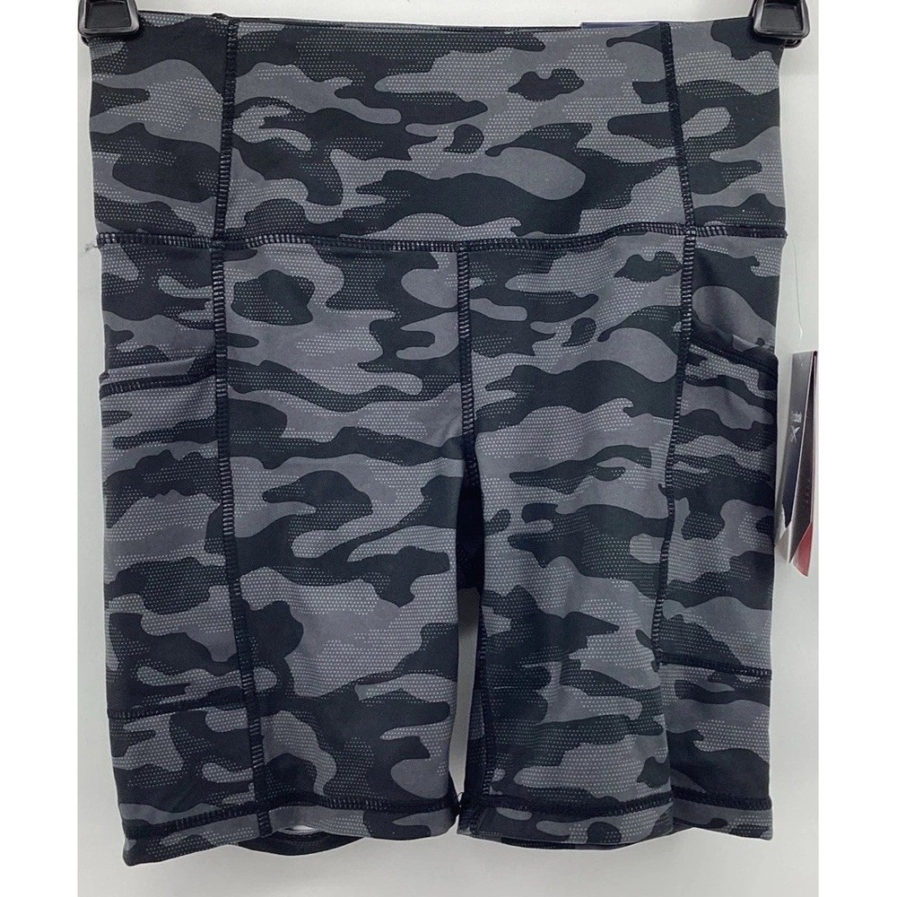 Reebok Fitted Cycling Printed HighRise Short Black Camo Print Size Small